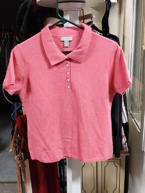 Geneva Cashmere Women's Pink Polo Knit Top